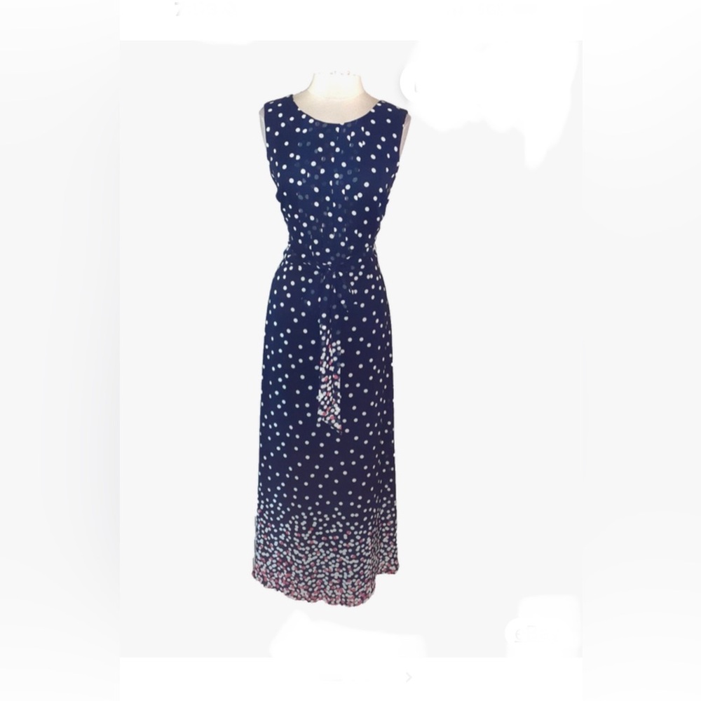 R&K Navy Dress with White Dots